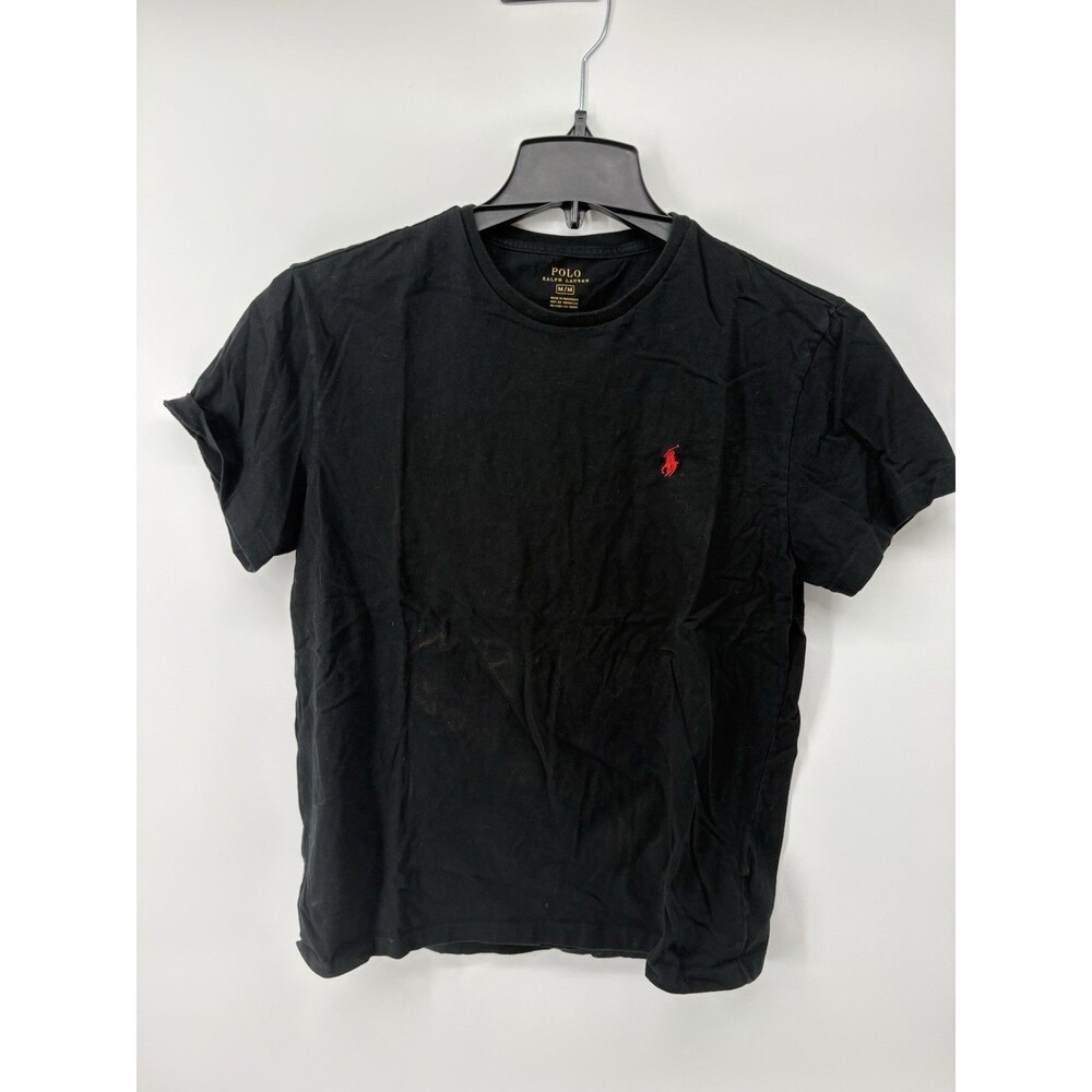 Polo Ralph Lauren Men Medium Black T-Shirt Classic Fit Crew Neck Red Logo Preppy